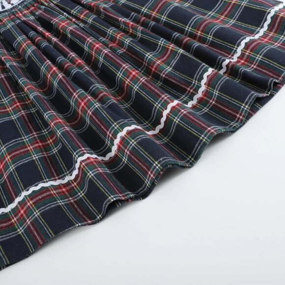 Navy Tartan Nativity Scene Smocked Dress - Picture 5 of 6